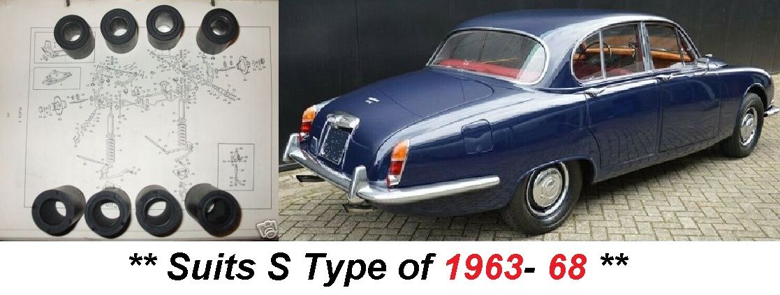 FRONT SUSPENSION WISHBONE BUSH SET x8 (Jaguar Mk1, Mk2, S-Type) (1955- 69) 